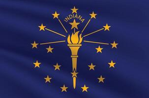 Indiana State Flag illustration. Indiana Flag. Waving Indiana State Flag. vector