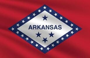 Arkansas State Flag illustration. Arkansas Flag. Waving Arkansas State Flag. vector