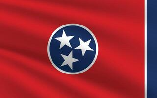 Tennessee State Flag illustration. Tennessee Flag. Waving Tennessee State Flag. vector