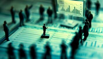 Miniature Analysts on Financial Documents photo