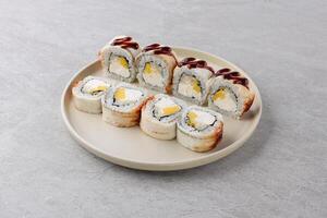Classic roll philadelphia stock photo, isolated in white photo