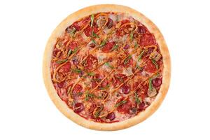 Appetizing Pepperoni Pizza, on a white background, isolate, for a food delivery site, photo