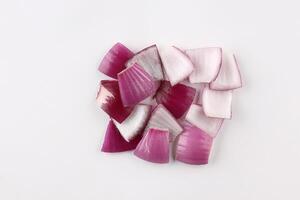 Red onions collection, isolated on white background photo