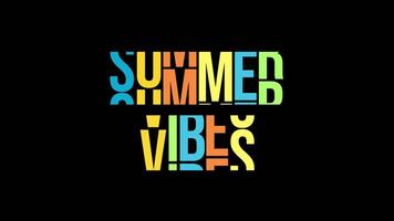 summer vibes rolling text animation with colorful colors video