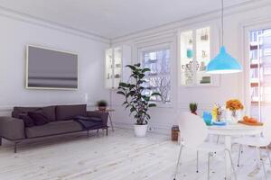 modern scandinavian living room design. photo