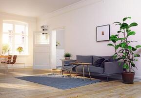 modern scandinavian living room design. photo
