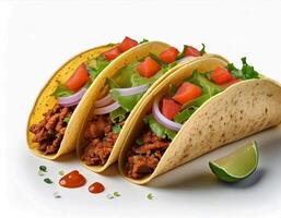 mexicano comida tacos aislado en blanco antecedentes foto