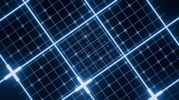 Blau Gitter von Quadrate und Punkte Licht Neon. Design zum Technologie und futuristisch Hintergrund. video