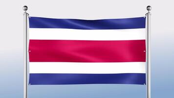 Costa Rica Flag Hangs On The Pole On Both Sides video
