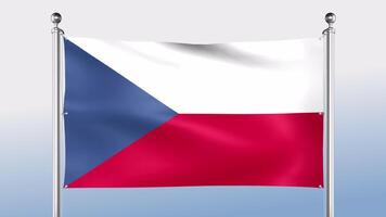 Czech Republic Flag Hangs On The Pole On Both Sides video