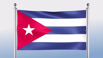 Cuba Flag Hangs On The Pole On Both Sides video