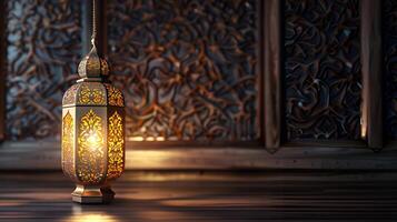 Luxury 3d lantern islamic eid festival background photo