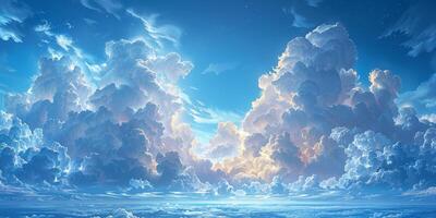 Blue sky with white clouds Powered by Artificial Intelligence photo