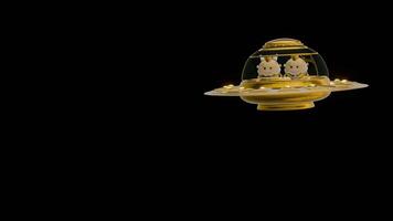 3d personaje Gemelos volador en un astronave animación video