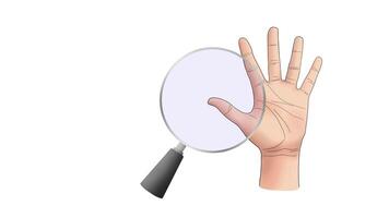 magnifying glass on a fingerprint, forensic investigation concept, magnifying glass and fingerprint, Fingerprint under a magnifier, Biometrics authentication technology with binary code video