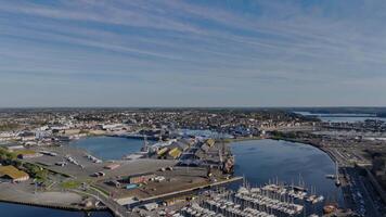 Saint Malo City, France flying over the beach and spring video