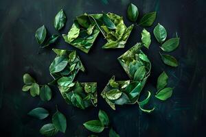 Green recycle concept revolution black background copy space climate change photo