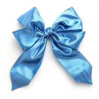 A cute blue bow isolated on white background photo