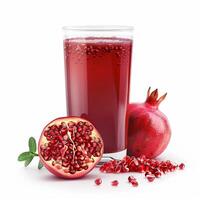 Pomegranate juice and pomegranate white background photo