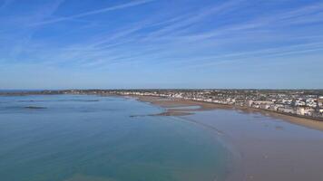 Saint Malo City, France flying over the beach and spring video