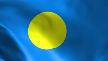 Palau vlag fladderend in de wind. gedetailleerd kleding stof textuur. video