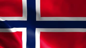 de flagga av Norge fladdrande i de vind. detaljerad tyg textur. video