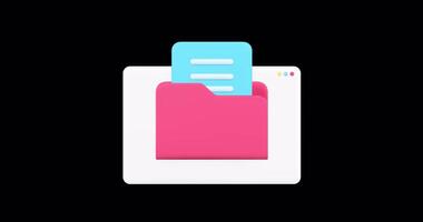 Pink Document Folder With Blue Dialog Icon animation with alpha channel with alpha channel video