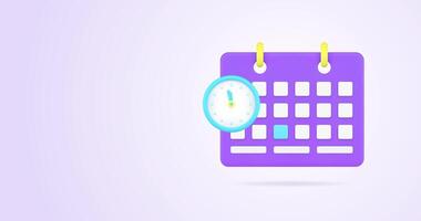 tempo gestione Scadenza ordine del giorno importante incontro calendario promemoria notifica 3d icona animazione video