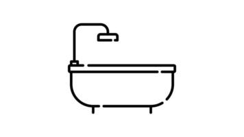 Bathtub Icon in Outline Style of nice animated for your videos, easy to use with Transparent Background video