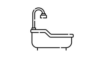 Badewanne Symbol im Gliederung Stil von nett animiert zum Ihre Videos, einfach zu verwenden mit transparent Hintergrund video