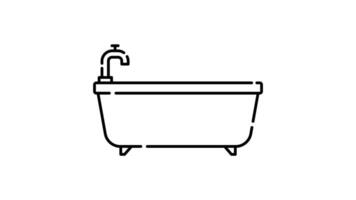 Bathtub Icon in Outline Style of nice animated for your videos, easy to use with Transparent Background video