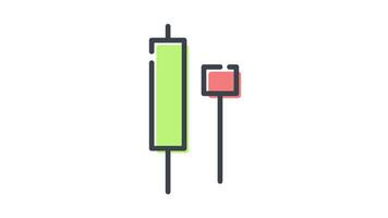 Candlestick tweezers bottom hammer in Colored Outline Style of nice animated for your videos, easy to use with Transparent Background video