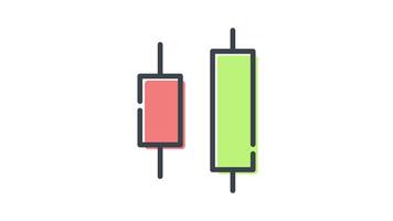 Candlestick bullish engulfing in Colored Outline Style of nice animated for your videos, easy to use with Transparent Background video