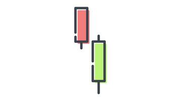 Candlestick bullish counterattack line in Colored Outline Style of nice animated for your videos, easy to use with Transparent Background video