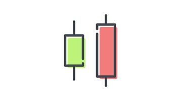 Candlestick bearish engulfing in Colored Outline Style of nice animated for your videos, easy to use with Transparent Background video