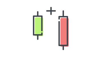 candeliere sera doji stella nel colorato schema stile di simpatico animato per il tuo video, facile per uso con trasparente sfondo video