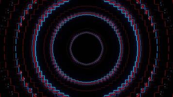 Red and Blue Neon Light Moves in Circles Background VJ Loop in 4K video