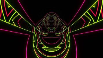 Light Green and Pink Neon Abstract Endless Moving on Circle Background VJ Loop in 4K video