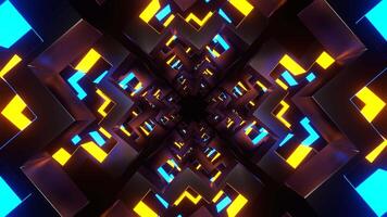 Orange and Blue Movement Through Moving Neon Shapes Background VJ Loop in 4K video