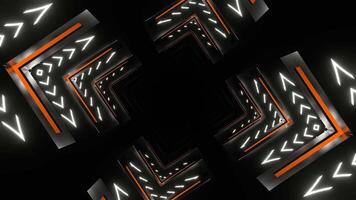 Orange and White Neon Pulsing Square Tunnel Background VJ Loop in 4K video