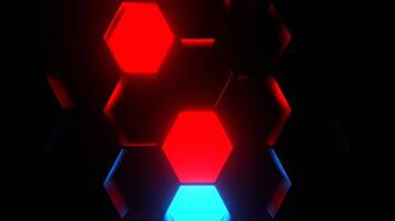 wit en rood en blauw abstract zeshoeken flitser achtergrond vj lus in 4k video
