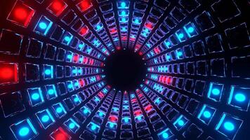 Blue and Red Strobe Mirrored Square Elements Tunnel Background VJ Loop in 4K video