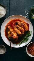 Chicken tikka served on a white plate Vertical Mobile Wallpaper photo