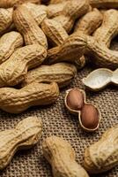 Peanut in a shell texture. Food background of peanuts. Close up. Macro photo