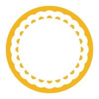 Simple Geometric Yellow Circle Frame Border Design Decorated With Bold Scalloped Lace Edge vector
