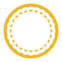 Simple Geometric Yellow Circle Frame Border Design Decorated With Bold Scalloped Lace Edge vector