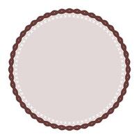 Simple Decorative Dark Brown Lace Circle Blank Plain Sticker Label Background Design vector