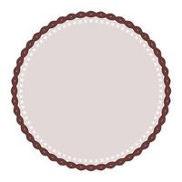 Simple Decorative Dark Brown Lace Circle Blank Plain Sticker Label Background Design vector