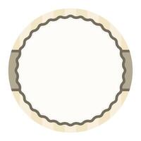 Simple Vanilla Brown Plain Round Circle Background Design With Scalloped Edge And Stripe Ornament vector