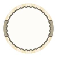 Simple Vanilla Brown Plain Round Circle Background Design With Scalloped Edge And Stripe Ornament vector